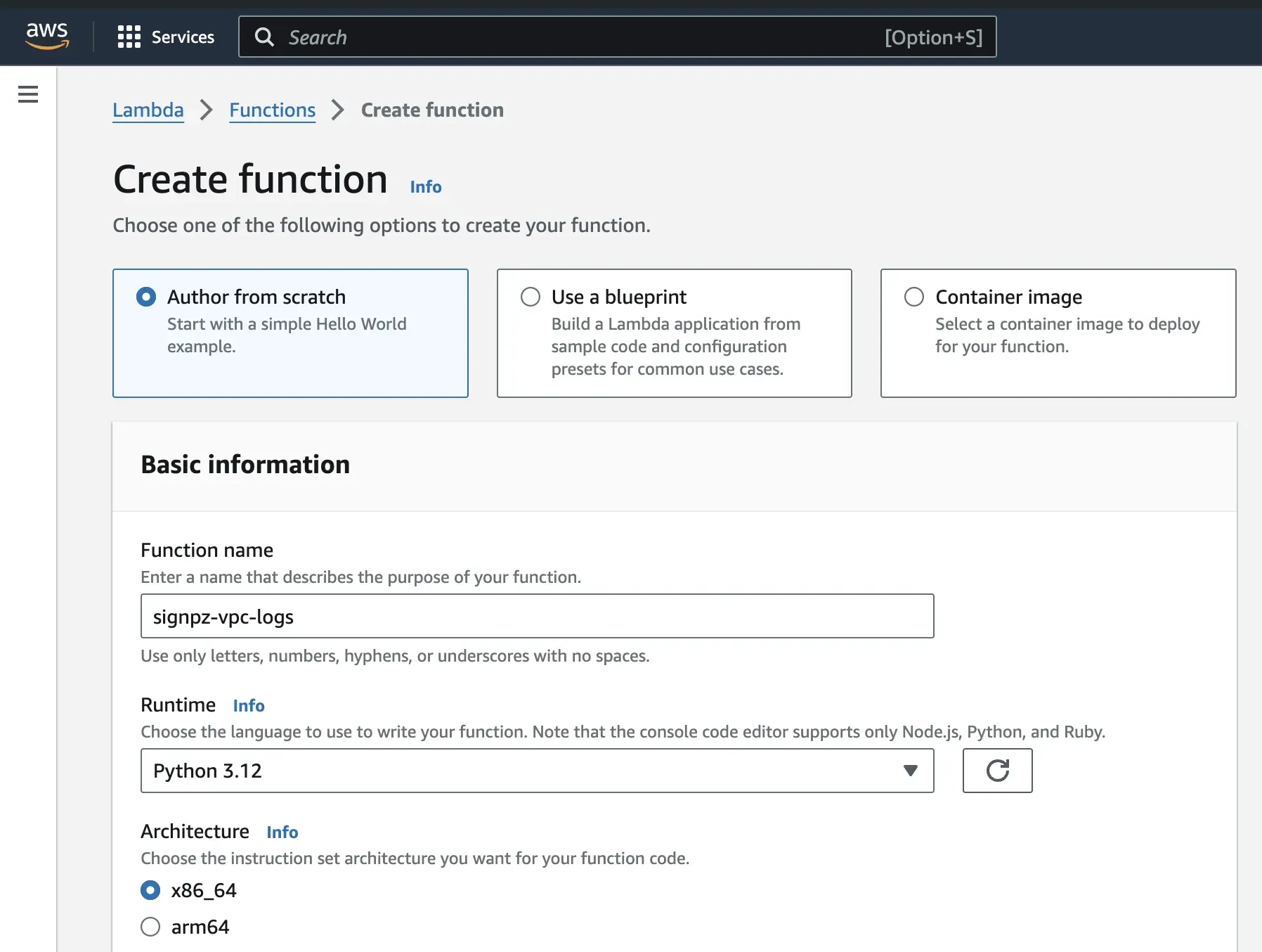 Create Lambda function