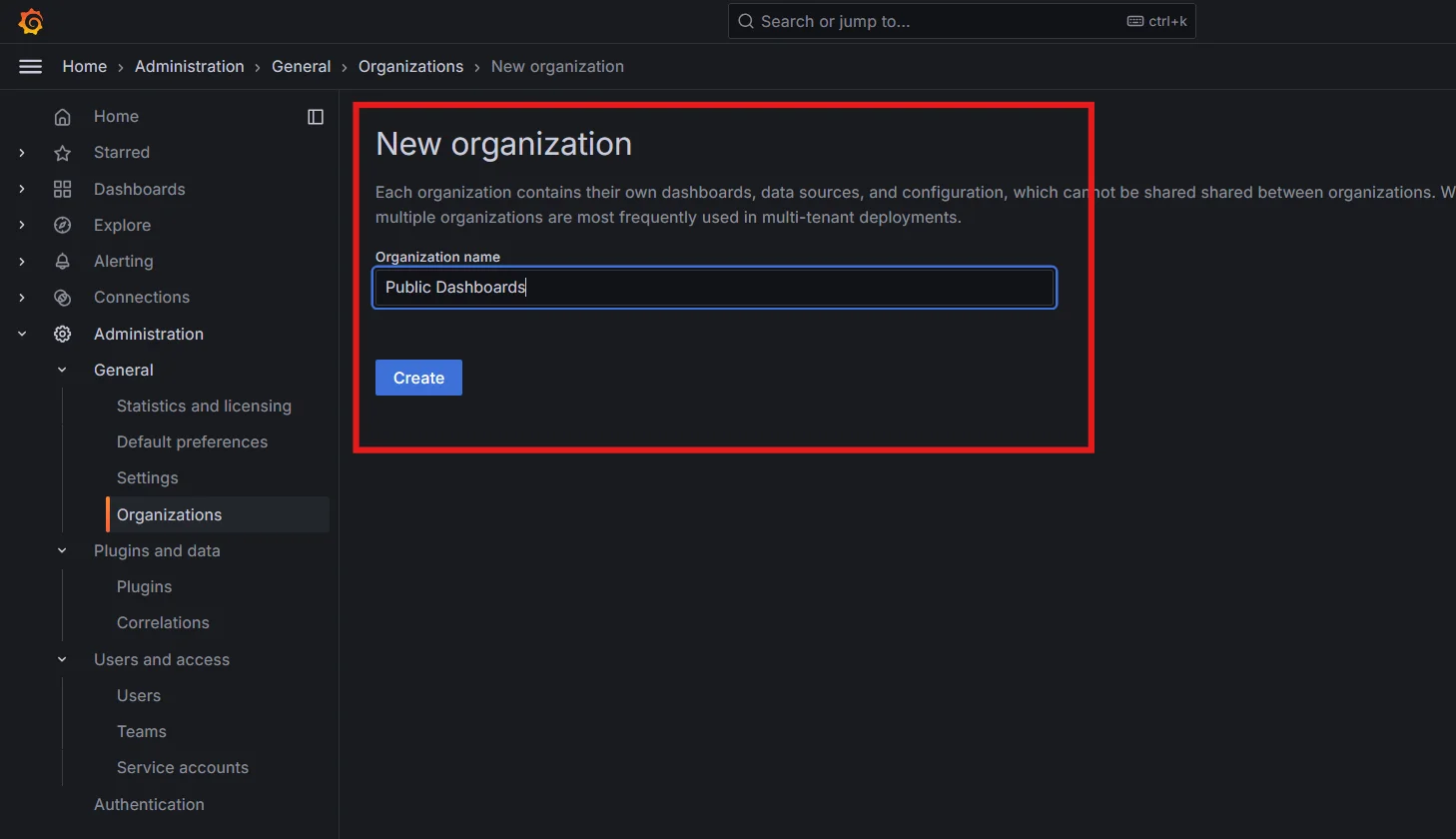 Naming Organization in Grafana